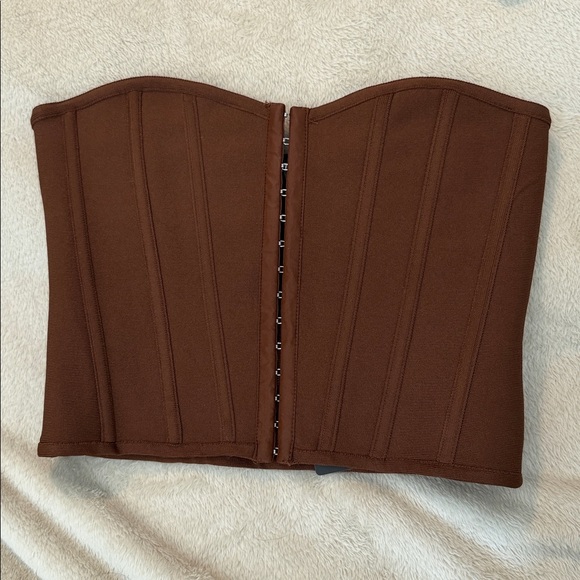 PrettyLittleThing Tops - Brown Strapless Corset Top
